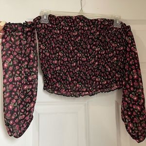 Cropped floral off the shoulder. Only worn once!